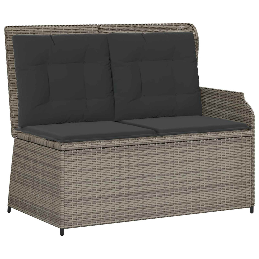 Banc de jardin avec coussin gris polyrotin