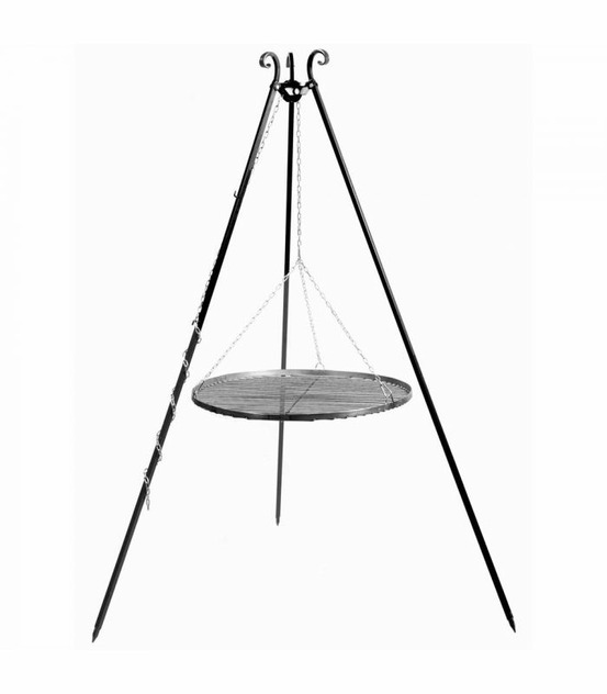 Barbecue grille de cuisson suspendu sur trépied 200 cm – en acier 50 cm