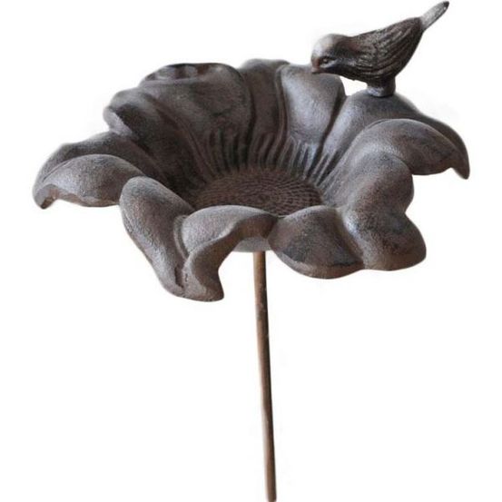 Mangeoire à oiseaux en fonte fleur 24 x 100 cm