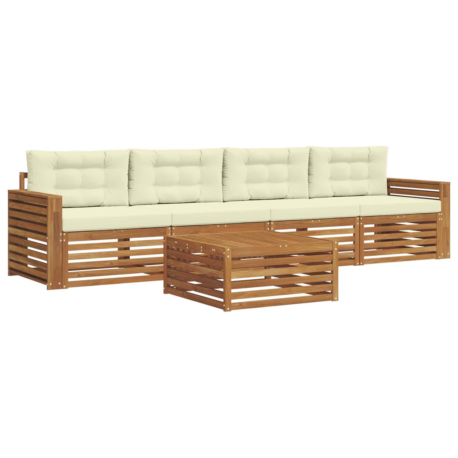 Ensemble de canapés d'extérieur 5 pcs naturel et crème