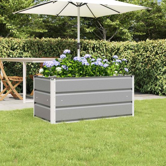 Jardinière acier galvanisé pour jardin terrasse style industriel moderne 100x50x45 cm gris clair