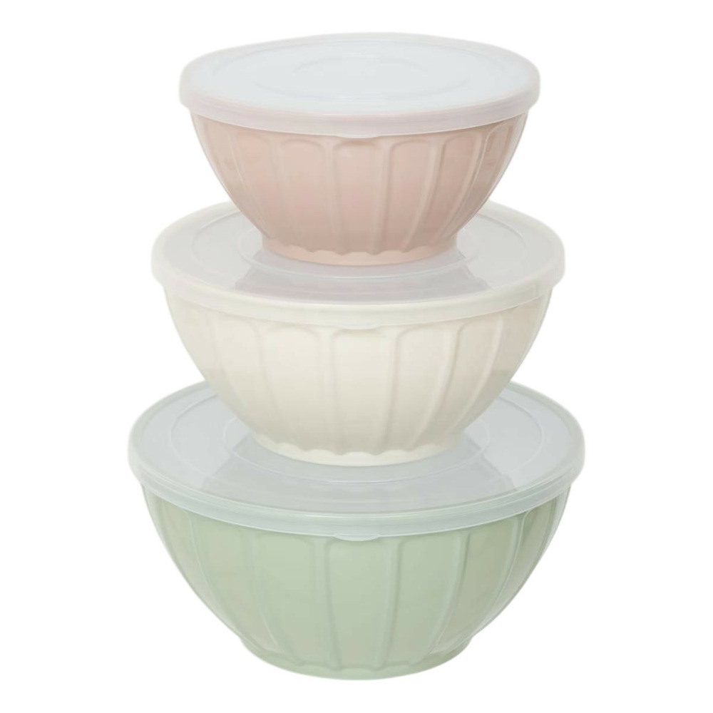 Lot de 3 saladiers avec couvercle 
