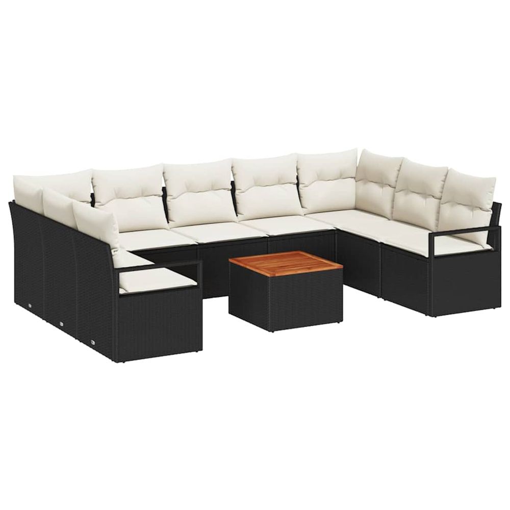 Ensemble de canapé de jardin 10 pc noir polyrotin