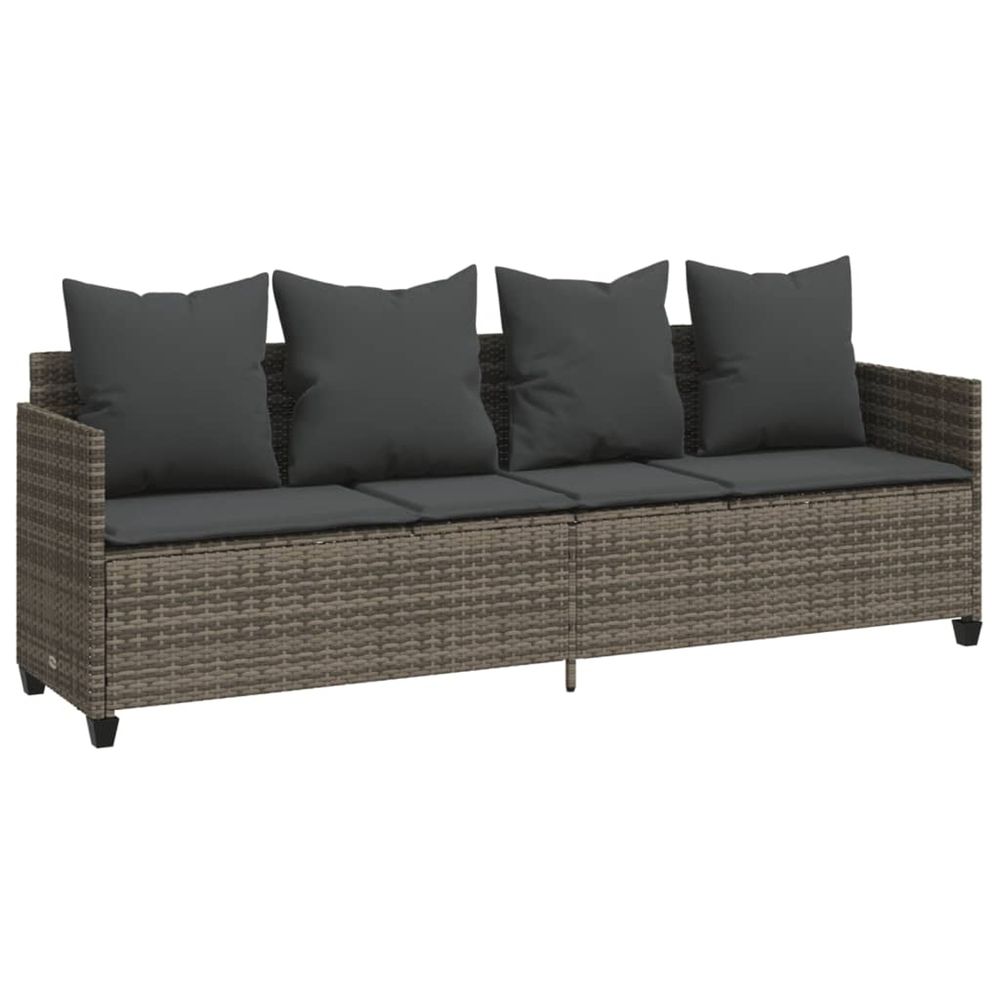 Chaise longue avec coussins gris résine tressée bain de soleil