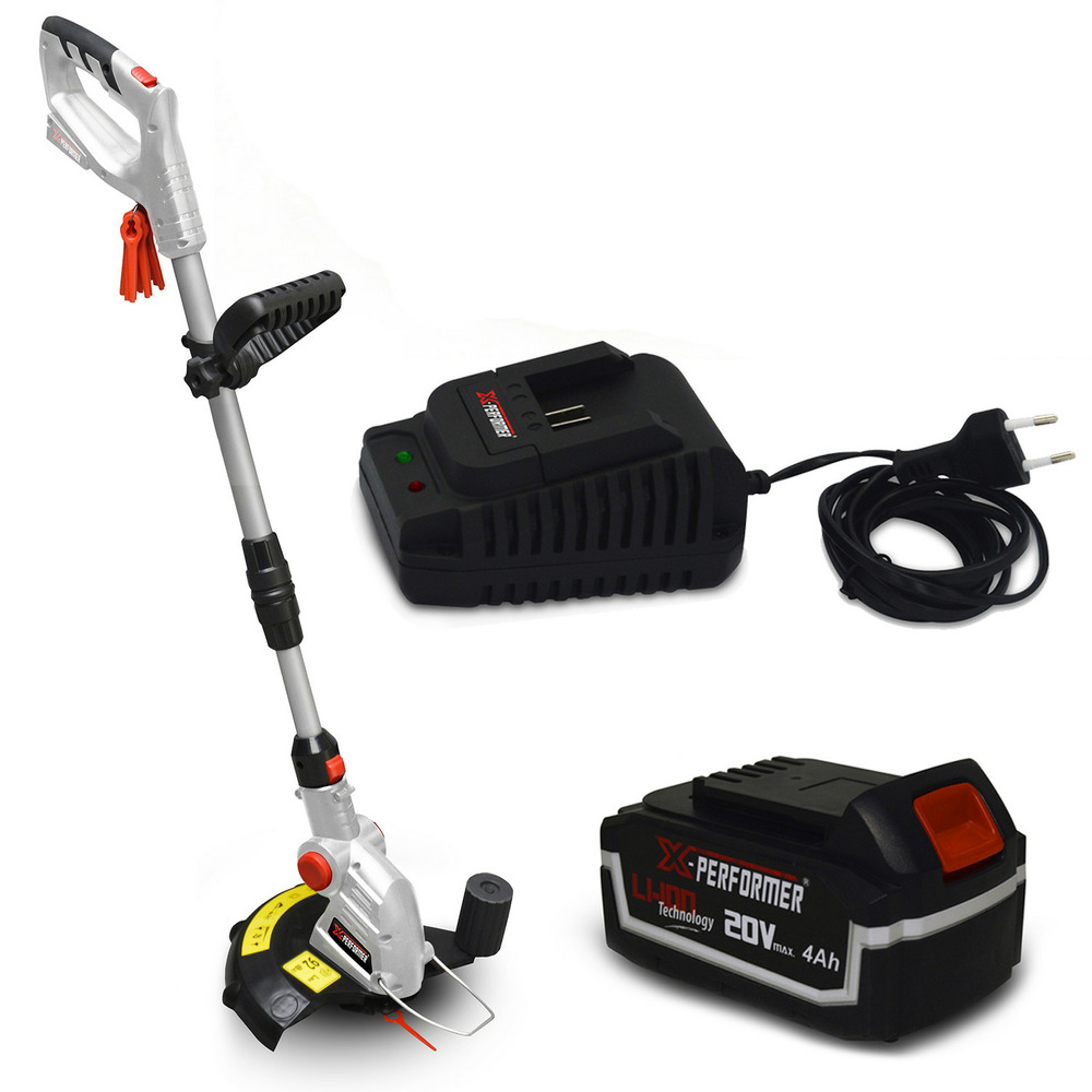 Coupe bordures à batterie 20v - x-performer xpcb20li-t - tête de coupe 5 positions + batterie 4 ah et chargeur