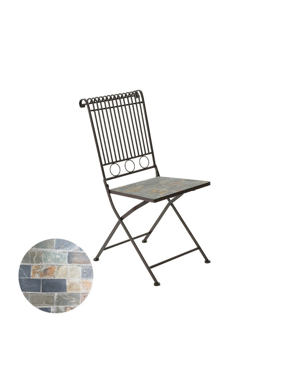 Chaise métallique/mosaïque couleur: marron 39x39x90cm modèle stuttgart pour extérieur