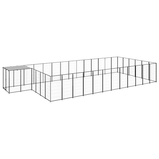 Enclos chien extérieur acier avec toit de protection 25,41 m² noir