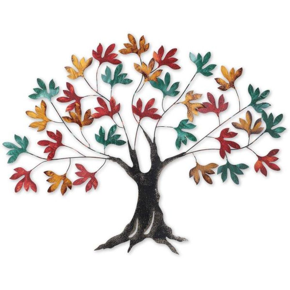Décoration murale en métal coloré arbre 1