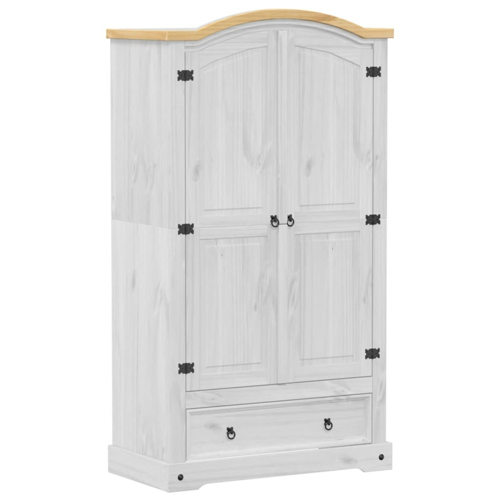 Garde-robe corona blanc 102x52x186 cm bois de pin massif