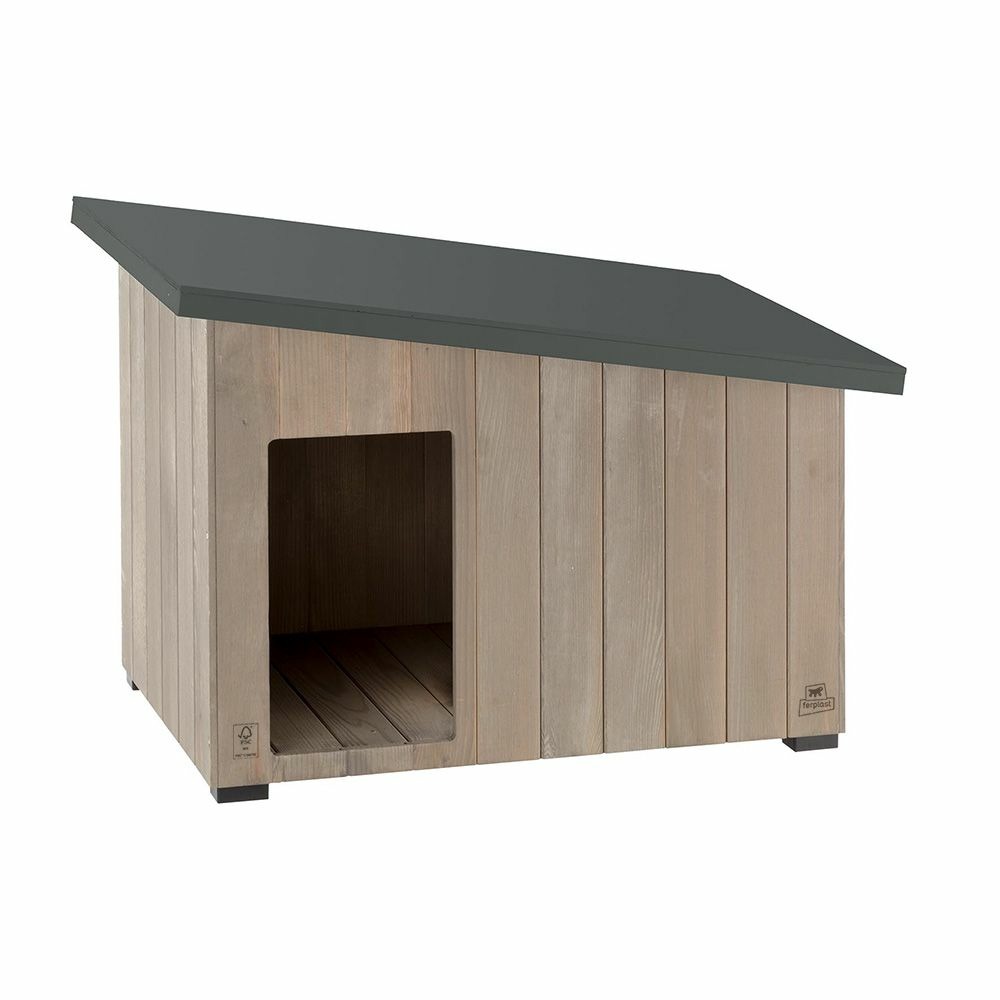Niche pour extérieur, maison pour chiens argo 80 en bois fsc avec vernis atoxique, résistant aux u. v.
