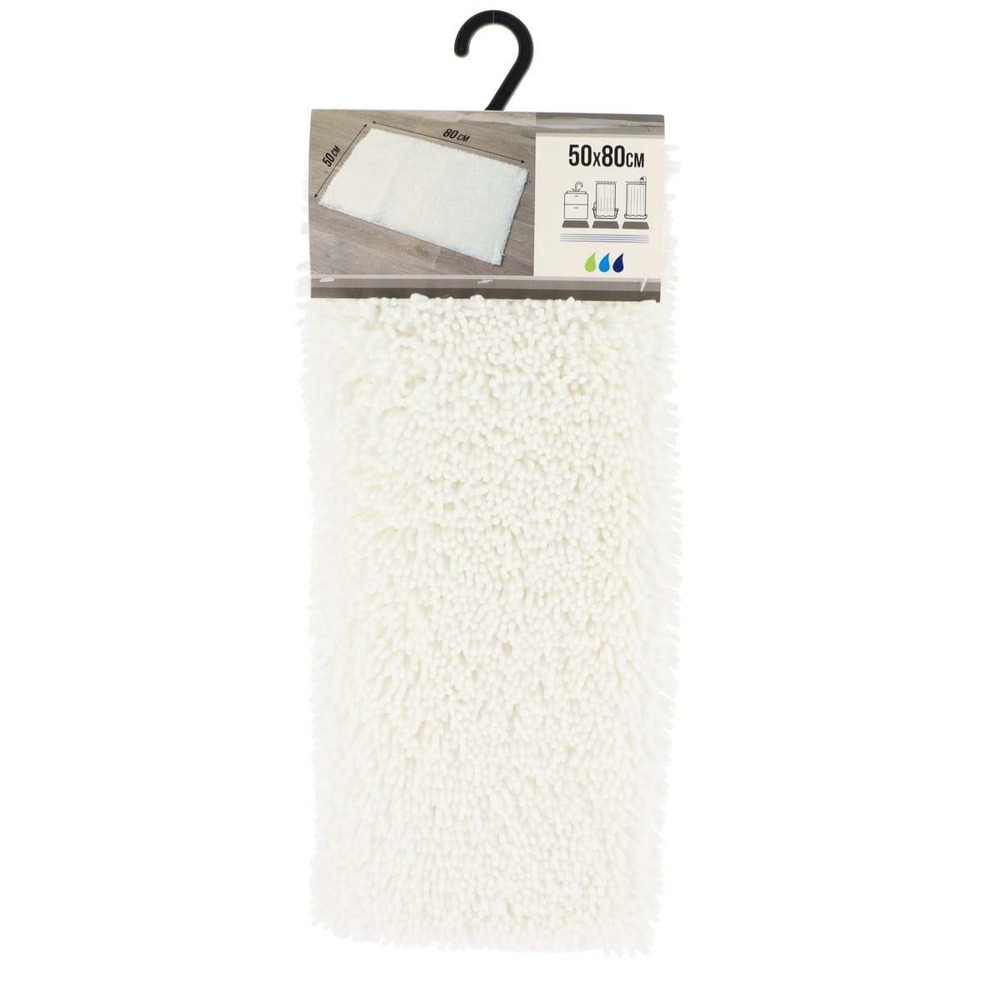 Tapis microfibre petite chenille 50x80 cm - blanc