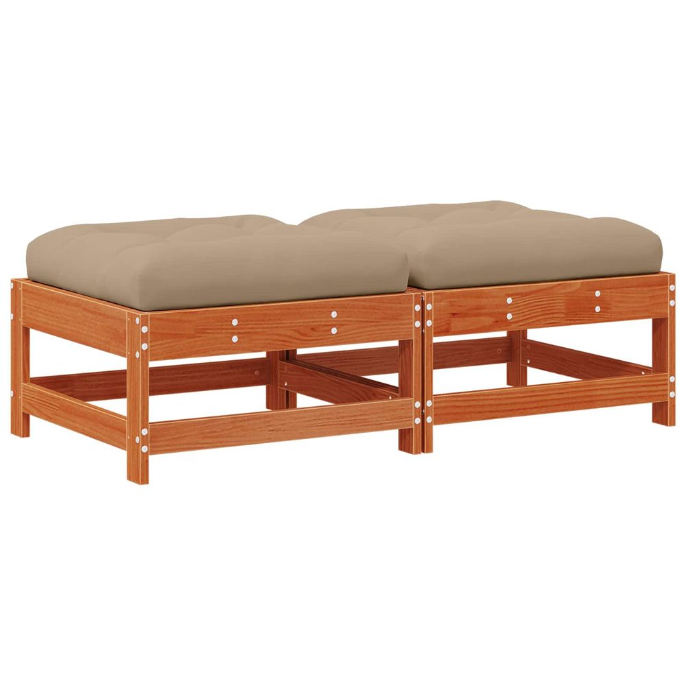 Repose-pieds de jardin bois de pin massif brun cire