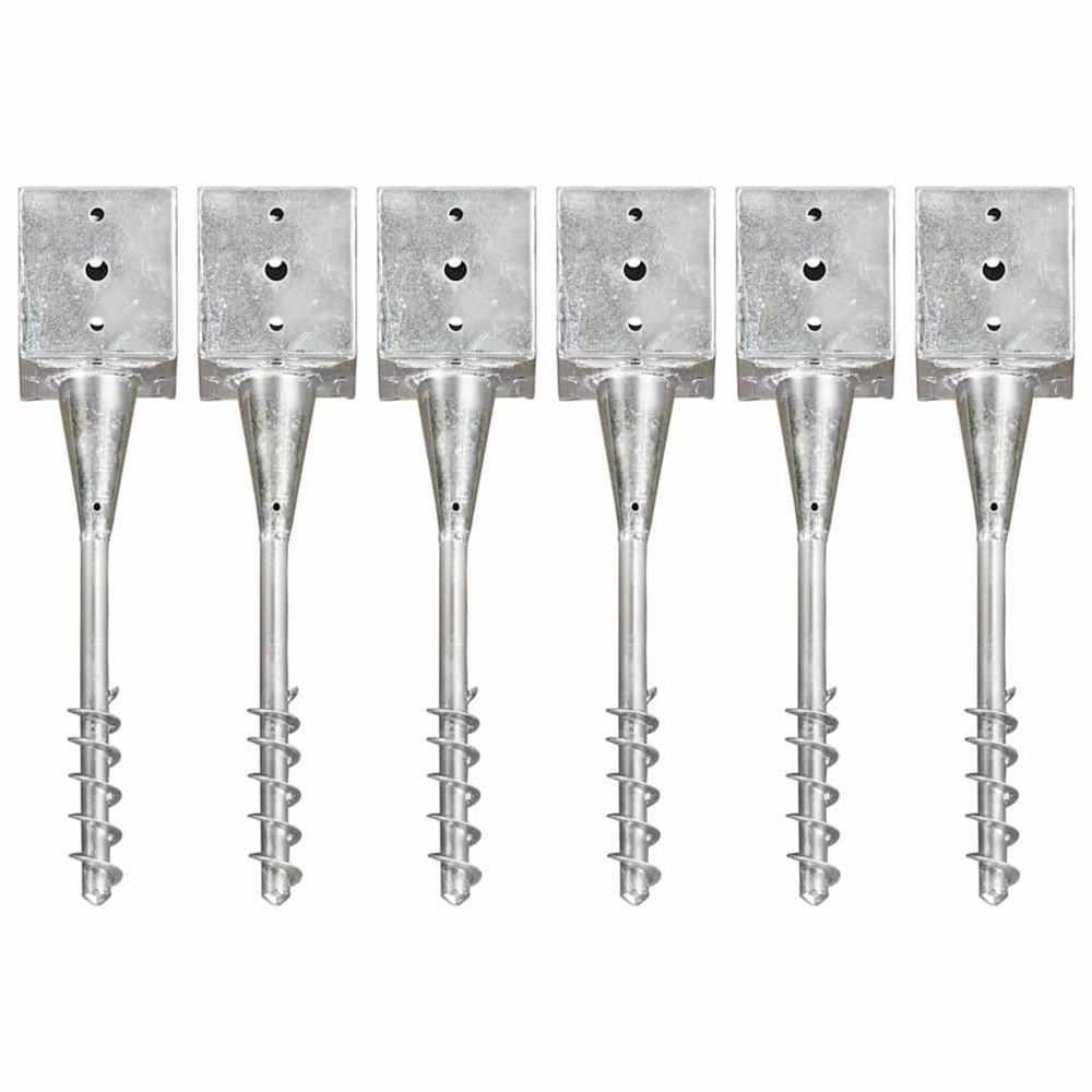 Piquets au sol 6 pcs argenté 12x12x56 cm acier galvanisé