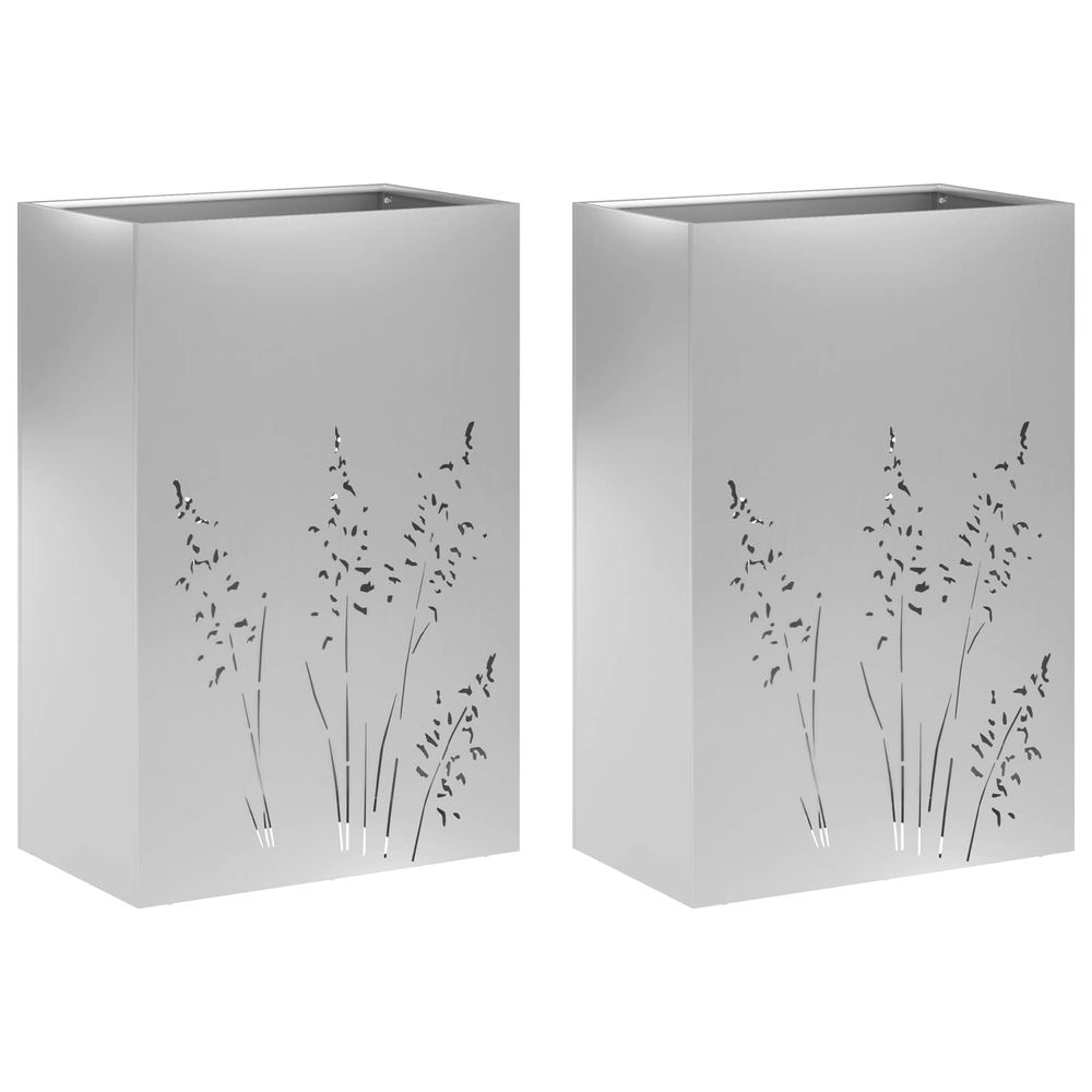 Cache-pot de jardin 2 pc argenté 50 x 30 x 75 cm