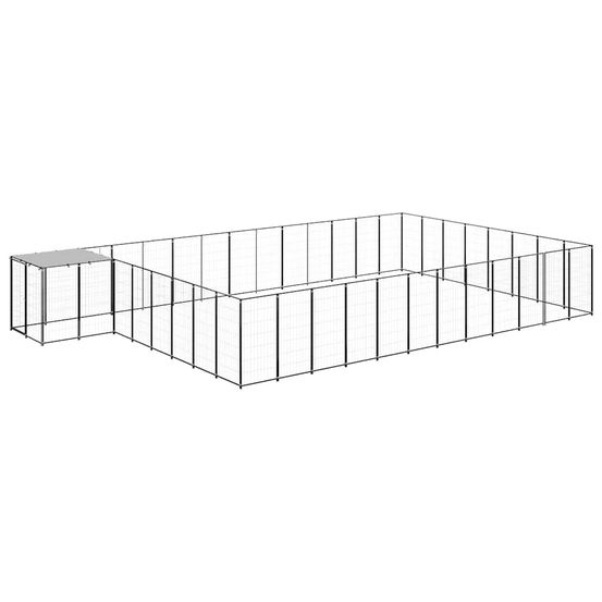Chenil extérieur 30,25 m² acier avec toit de protection pour jardin noir