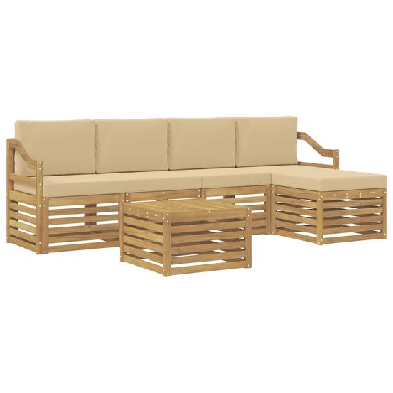 Ensemble de canapés d'extérieur 6 pc blanc et beige polyester