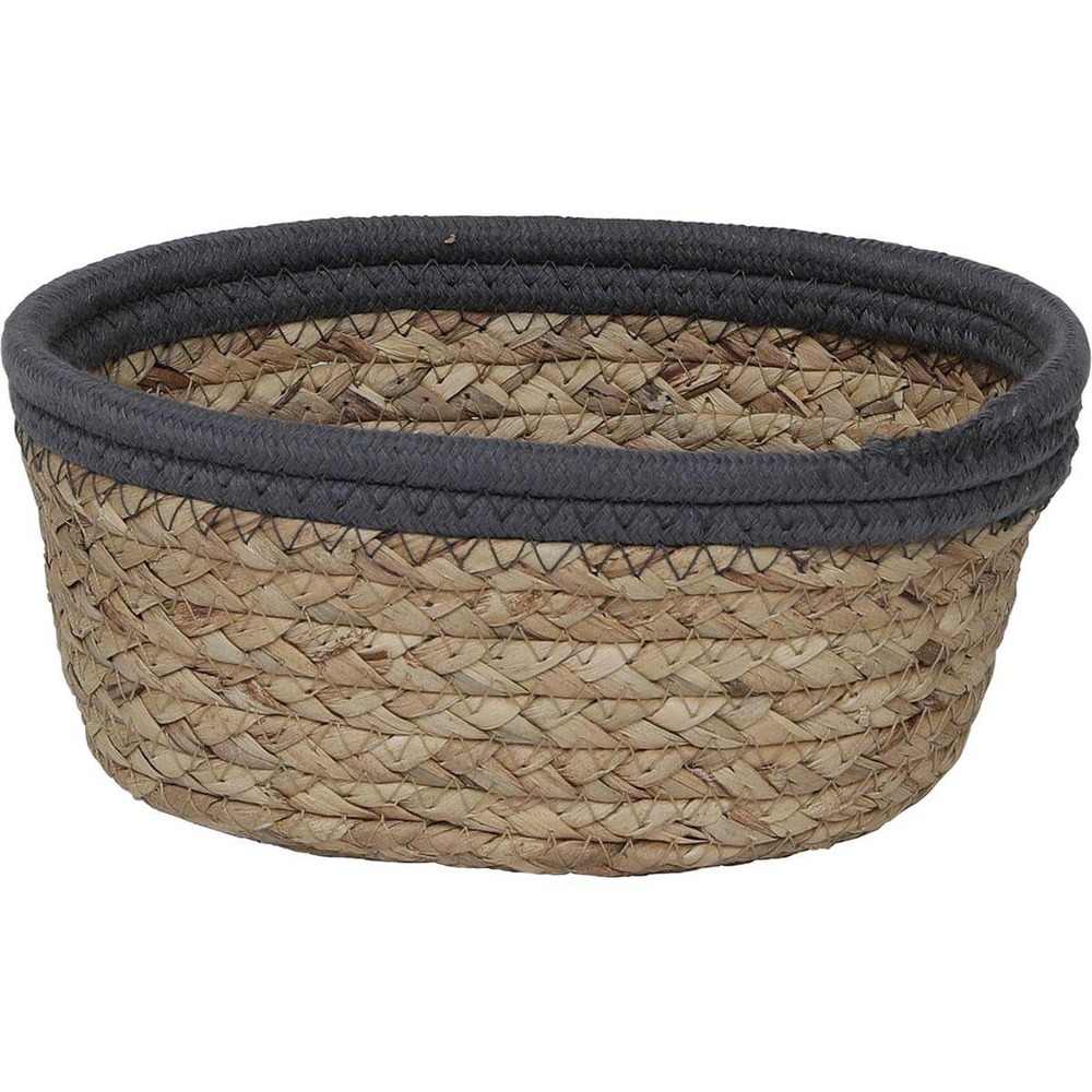Panier ovale coton/matiere vegetale 21x16x9 cm - naturel/gris