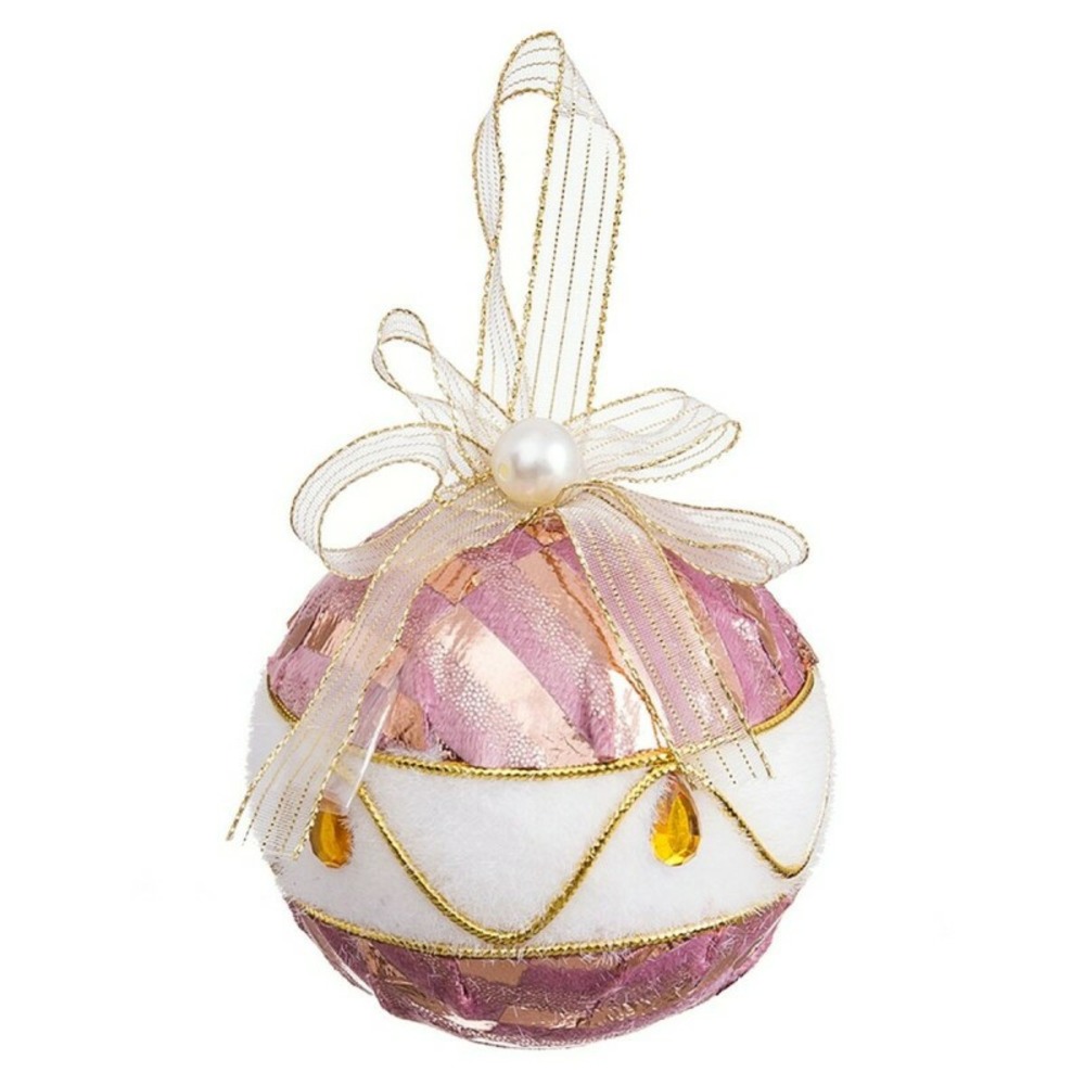 Boules de noël blanc rose polyfoam tissu 8 x 8 x 8 cm (4 unités)