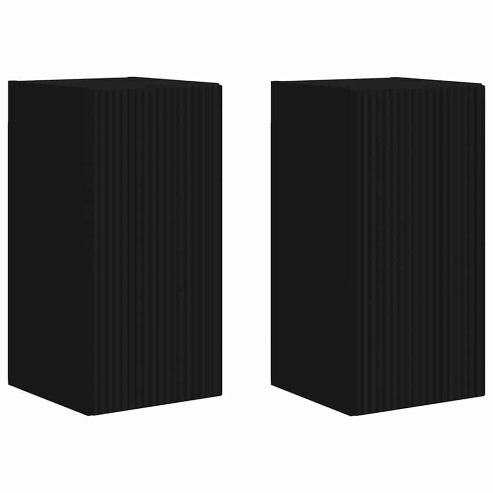 Meuble tv mural 2 pc noir bois d'ingénierie
