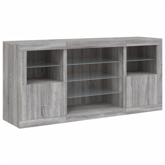 Buffet bahut commode armoire meuble de rangement organisateur cuisine salle de séjour salon avec lumières led sonoma 142,5 x