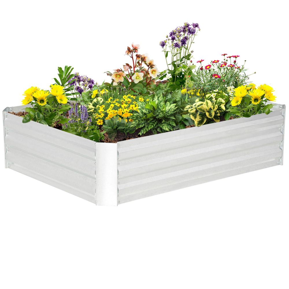 Carré potager surélevé acier galvanisé jardin extérieur sans fond 120x90x30cm argent