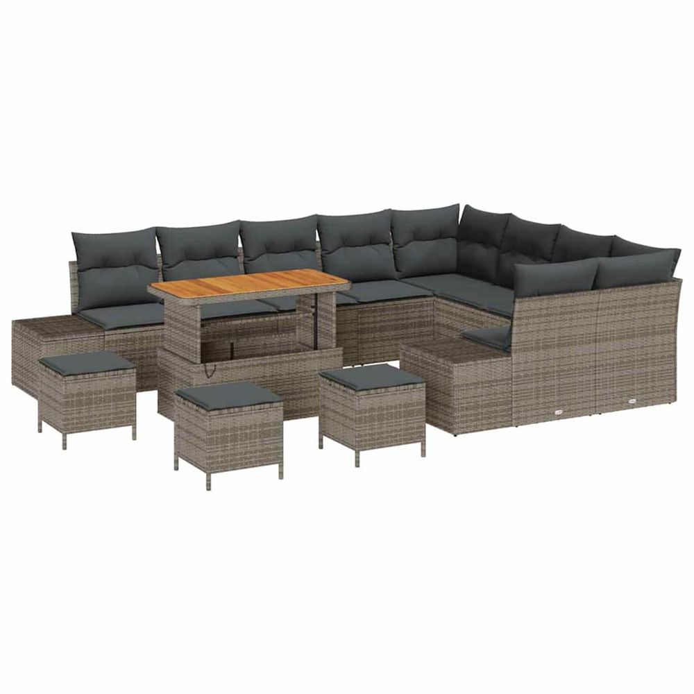 Ensemble de canapé de jardin 13 pc gris polyrotin