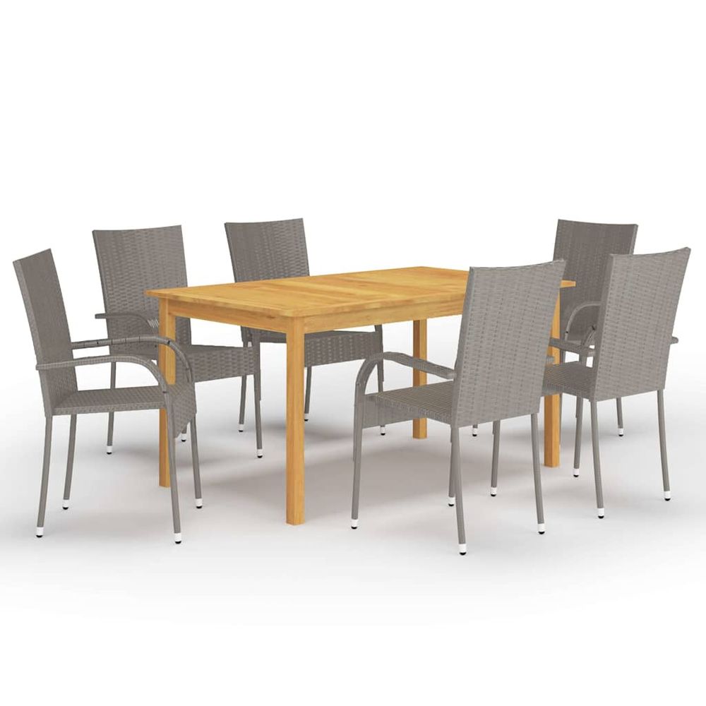 Ensemble à manger de jardin 7 pcs gris