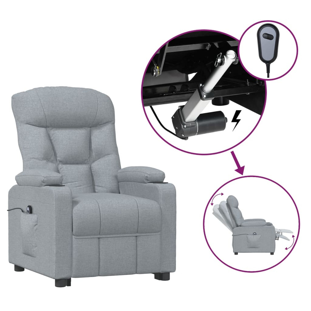 Fauteuil inclinable électrique gris clair tissu