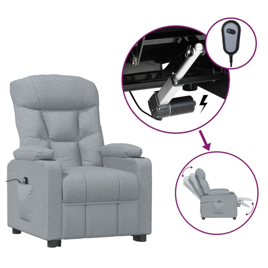 Fauteuil inclinable électrique gris clair tissu