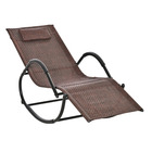 Chaise longue à bascule rocking chair design contemporain dim. 160l x 61l x 79h cm métal textilène brun