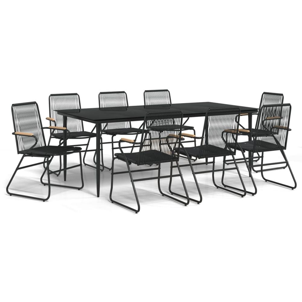 Ensemble à manger de jardin 9 pcs noir rotin pvc
