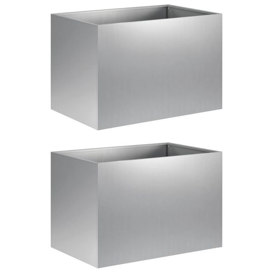 Cache-pot de jardin 2 pc argenté 60 x 40 x 40 cm