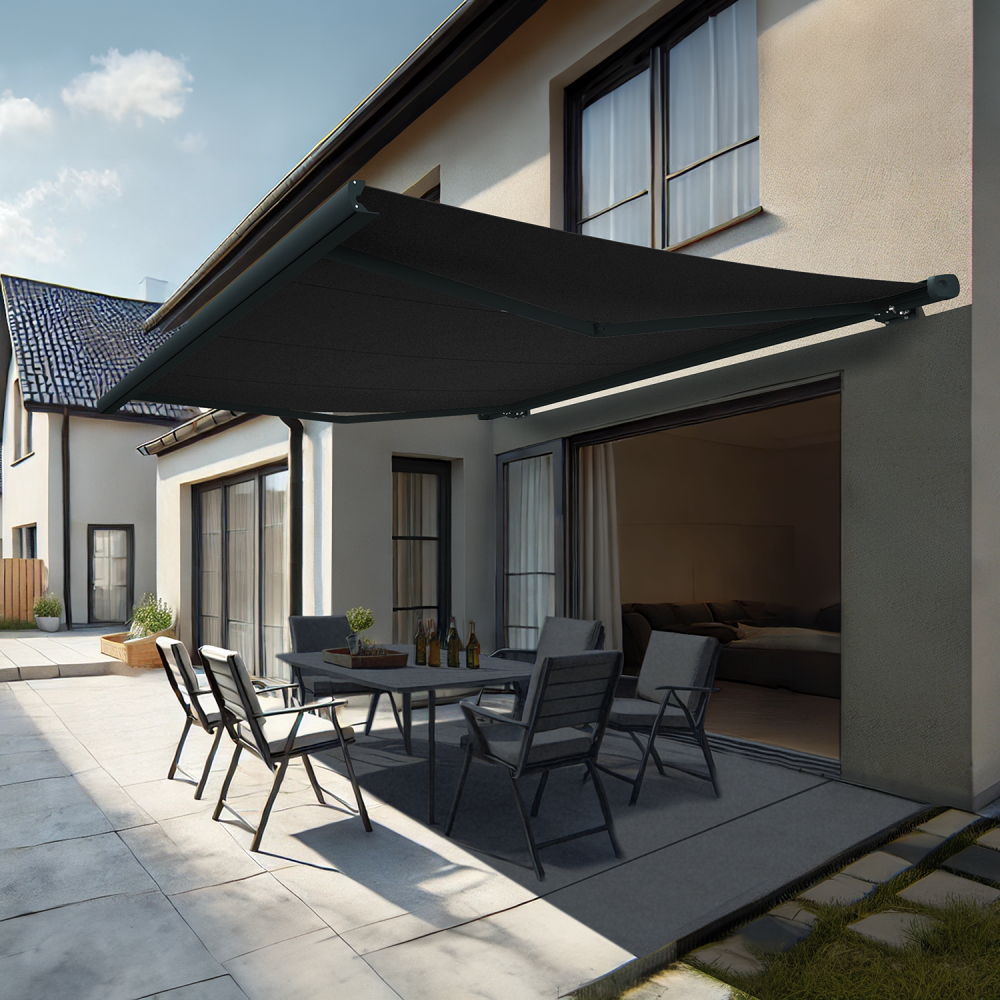 Store banne coffre yukon (manuelle - gris graphite - gris anthracite - 4,20 x 3,50m)