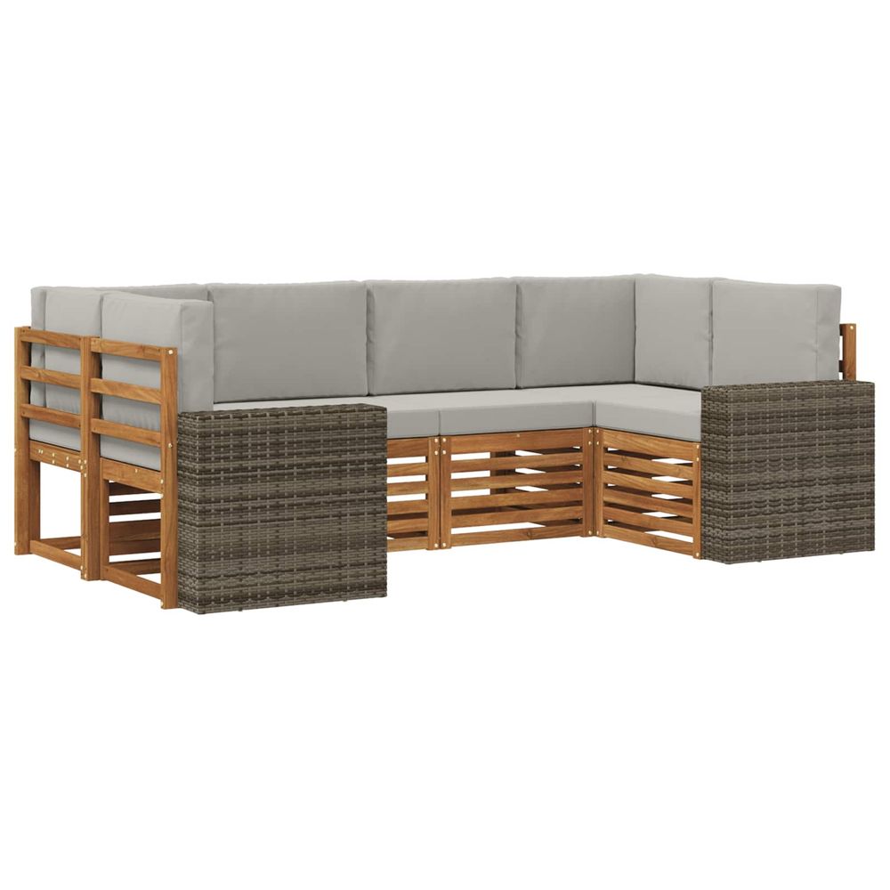 Ensemble de canapés d'extérieur 6 pc naturel et gris clair