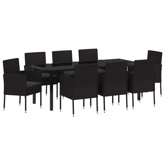 Ensemble de salle à manger pour jardin 9 pcs noir polyrotin