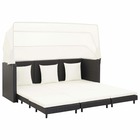 Canapé-lit extensible 3 places avec toit résine tressée noir