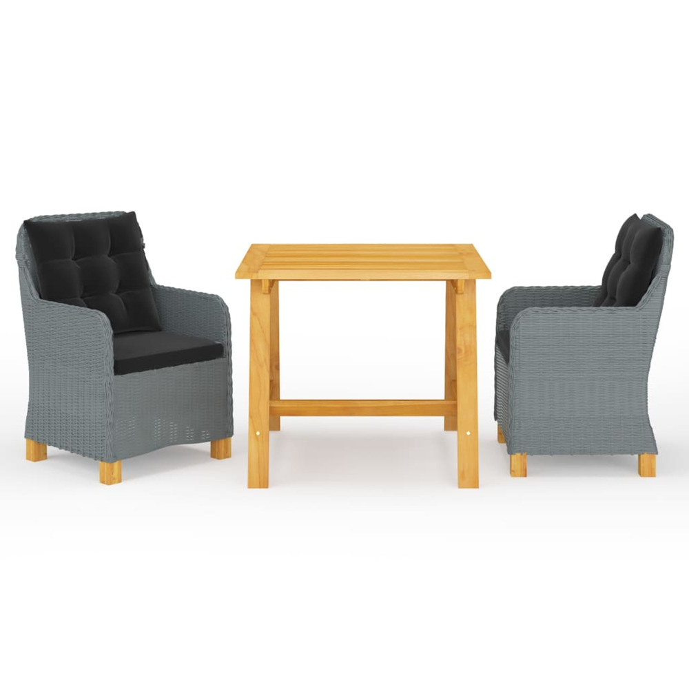 Ensemble à manger de jardin 3 pcs gris clair