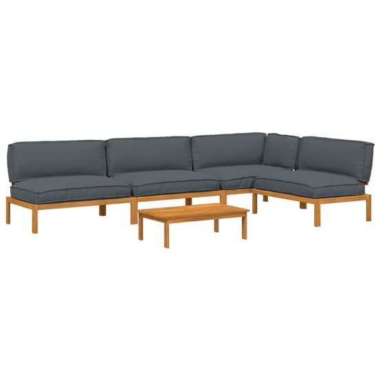 Ensemble de canapés 5 pc anthracite bois d'acacia massif
