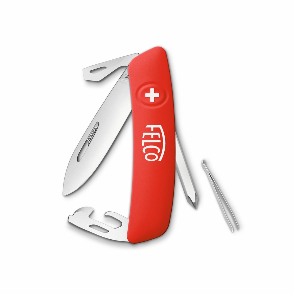 Felco couteau suisse n° 504 (9 fonctions, lame 75 mm, tournevis plat et cruciforme, pincette, ouvre-bouteille, ouvre-boîte)