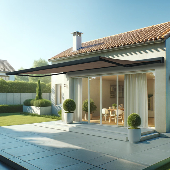 Store banne coffre intégral soa 6,00x3,50 m (manuelle - gris anthracite stucturé ral7016st - taupe)