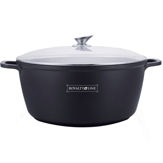 Royalty line rl-bs40m: cocotte en fonte avec couvercle en verre - 40 cm