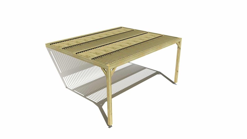 Pergola bois • 5m x 4m • adossée • sens largeur • lames orientables bioclimatiques incluses • livraison comprise