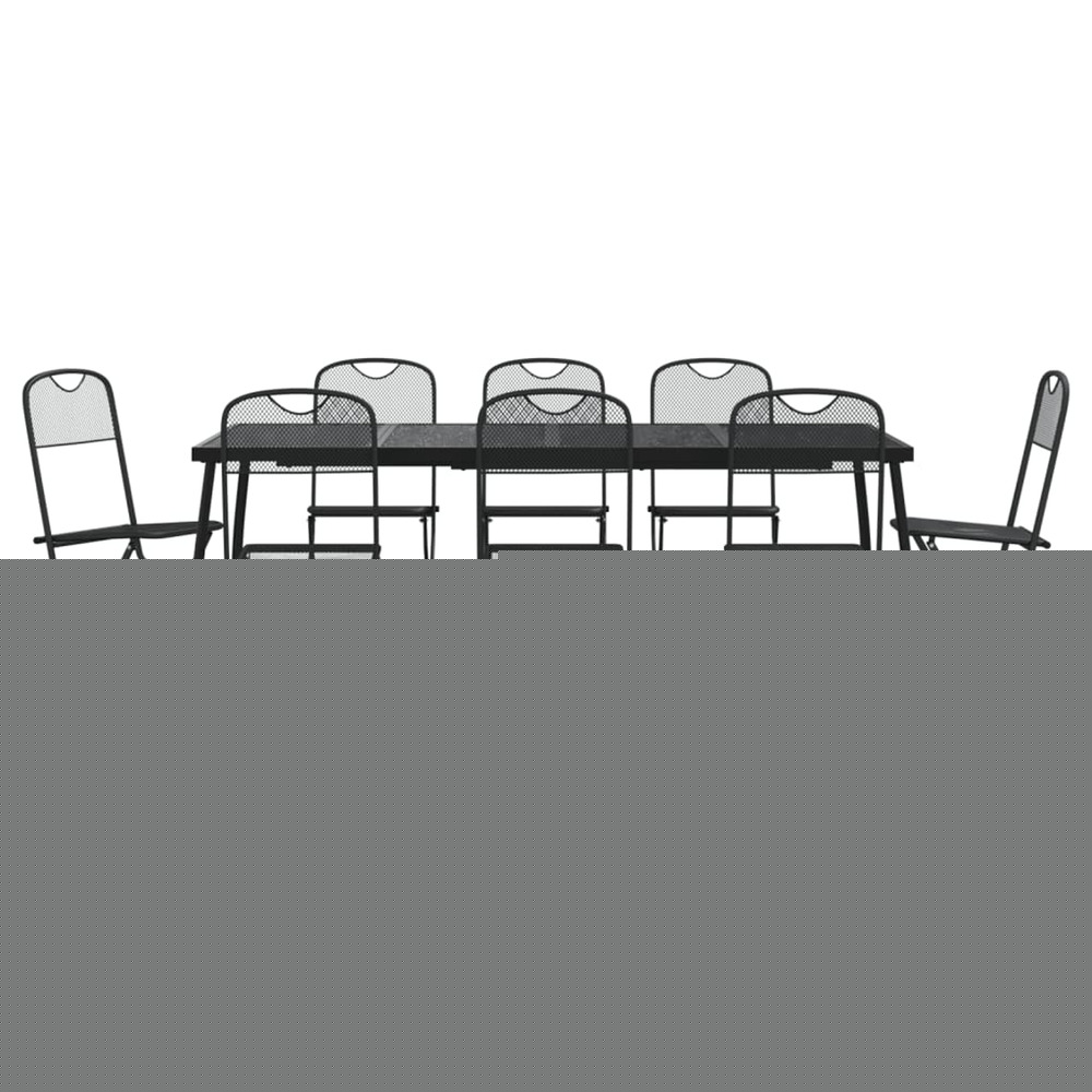 Ensemble à manger de jardin 9 pcs anthracite métal maille