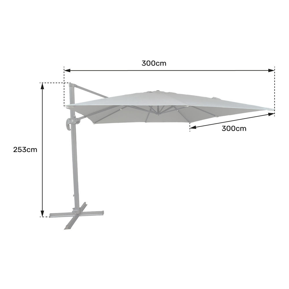 Parasol déporté molokai carré 3x3m beige + housse