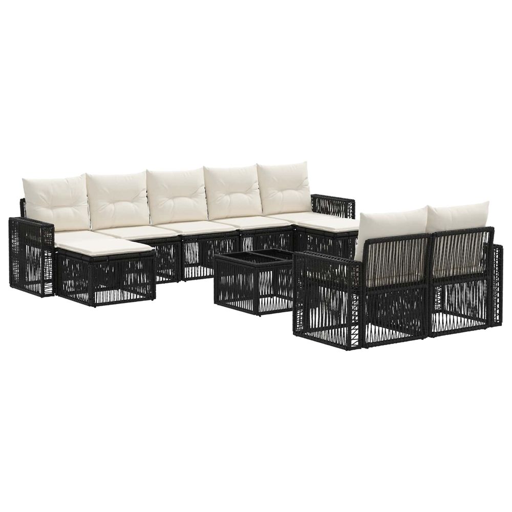Ensemble de canapé de jardin 10 pc noir et blanc crème