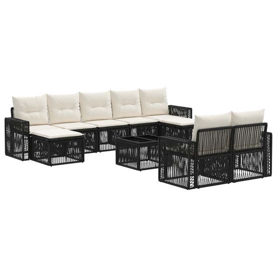 Ensemble de canapé de jardin 10 pc noir et blanc crème