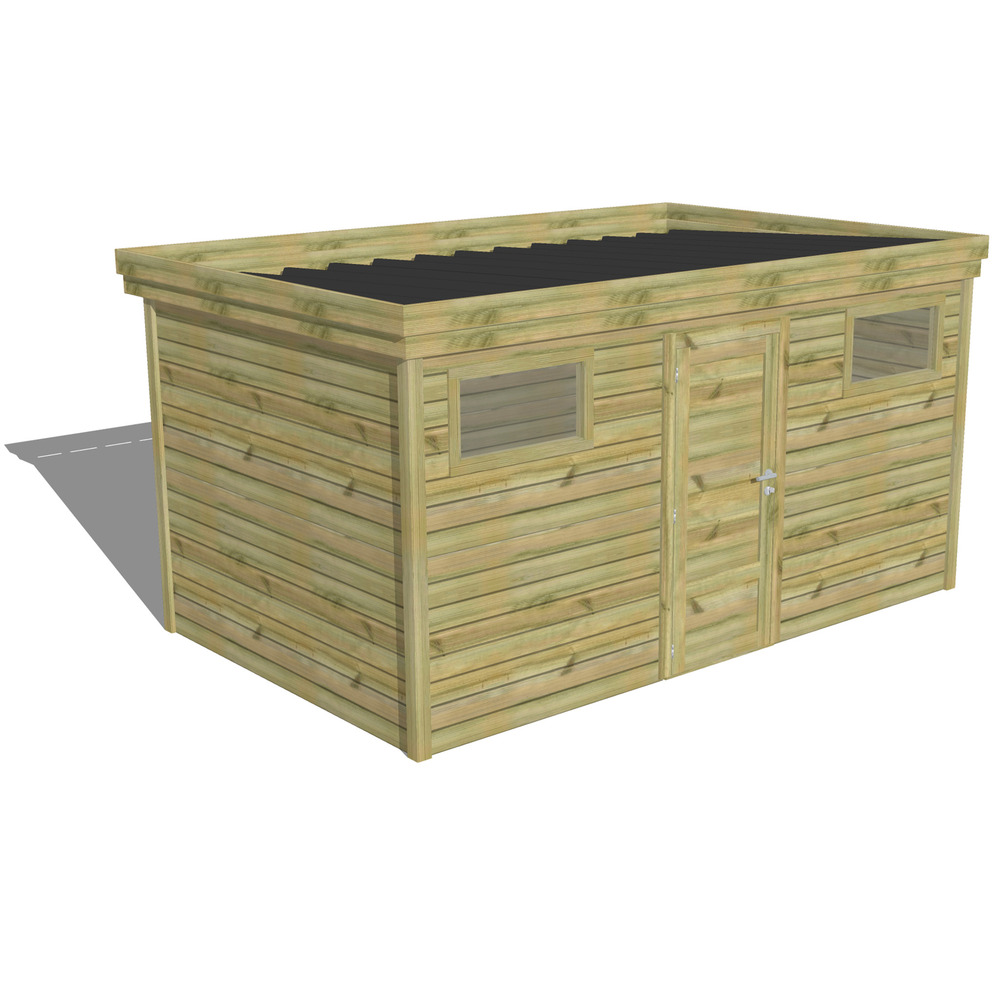 Abri de jardin bois pin traité autoclave 27mm - 4,34x2,64m / 11m2 - bac acier - abri français