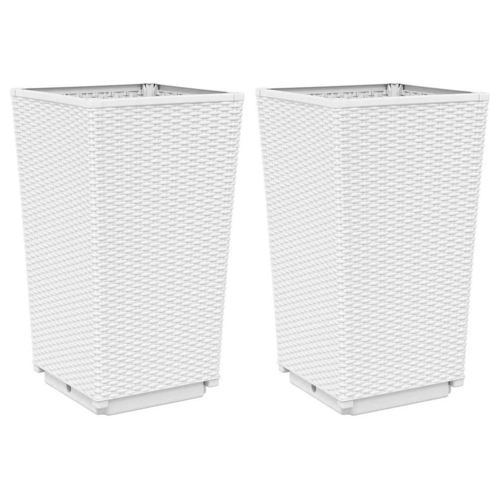 Jardinières 2 pcs blanc 32,5x32,5x57 cm polypropylène