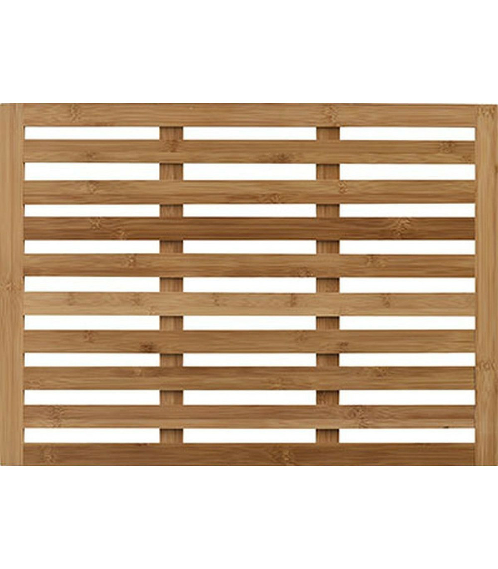 Tapis caillebotis en bambou naturel antidérapant 62 x 45 cm