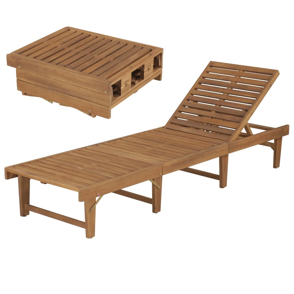 Transat chaise longue bain de soleil lit de jardin terrasse meuble d'extérieur pliable bois d'acacia solide